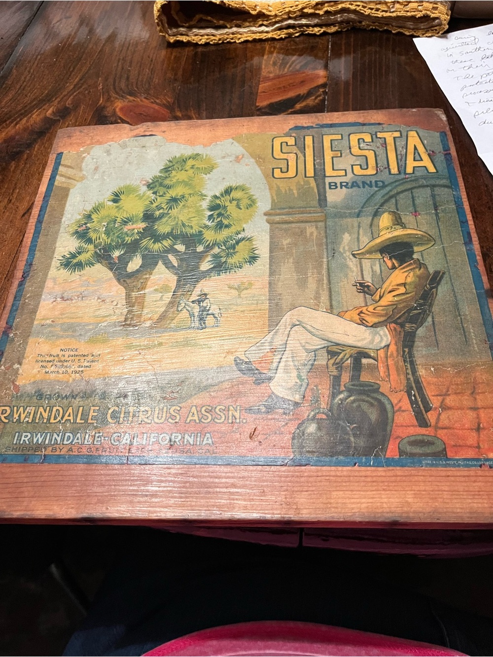 Siesta Brand Citrus Crate Art Print in Orange and Yellow Irwindale Citrus Assn.